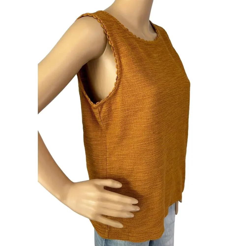 J. Crew Textured Tank Top with Scalloped Trim Burnished Copper AJ095 Size M